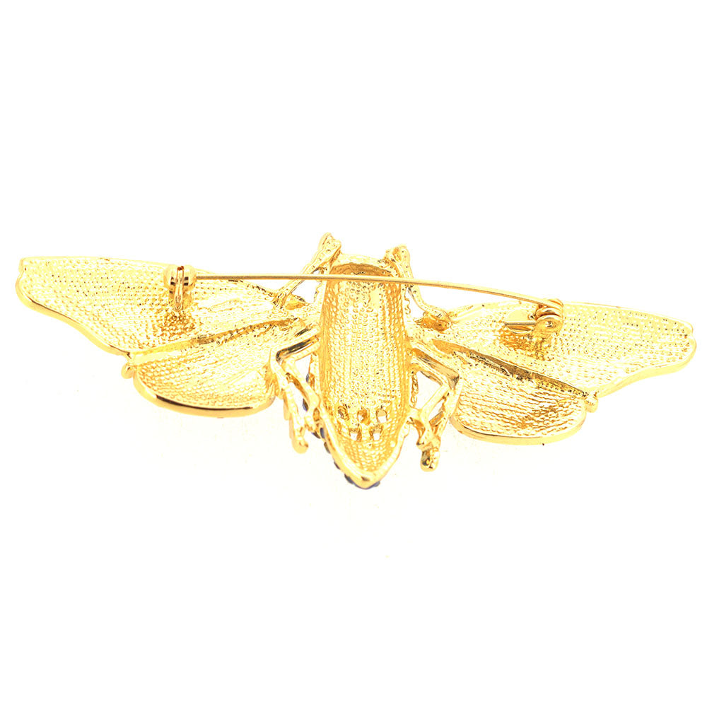 Golden Blue Cicada  Brooch Pin