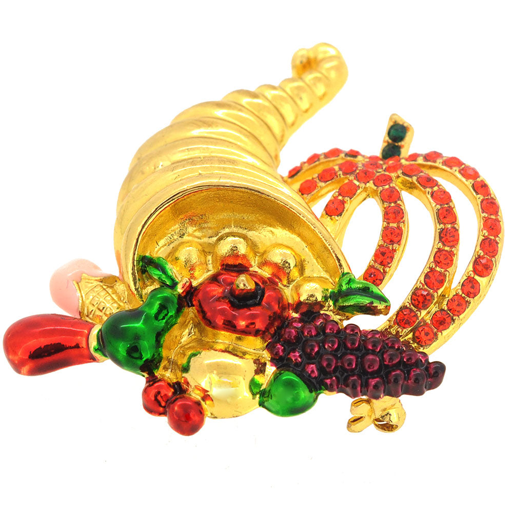 Golden Cornucopia Brooch Pin