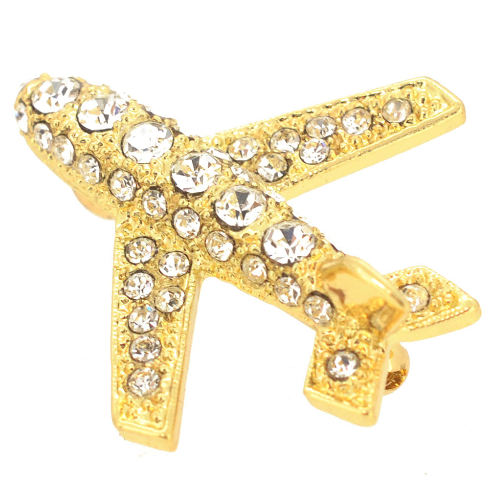 Golden Airplane Brooch