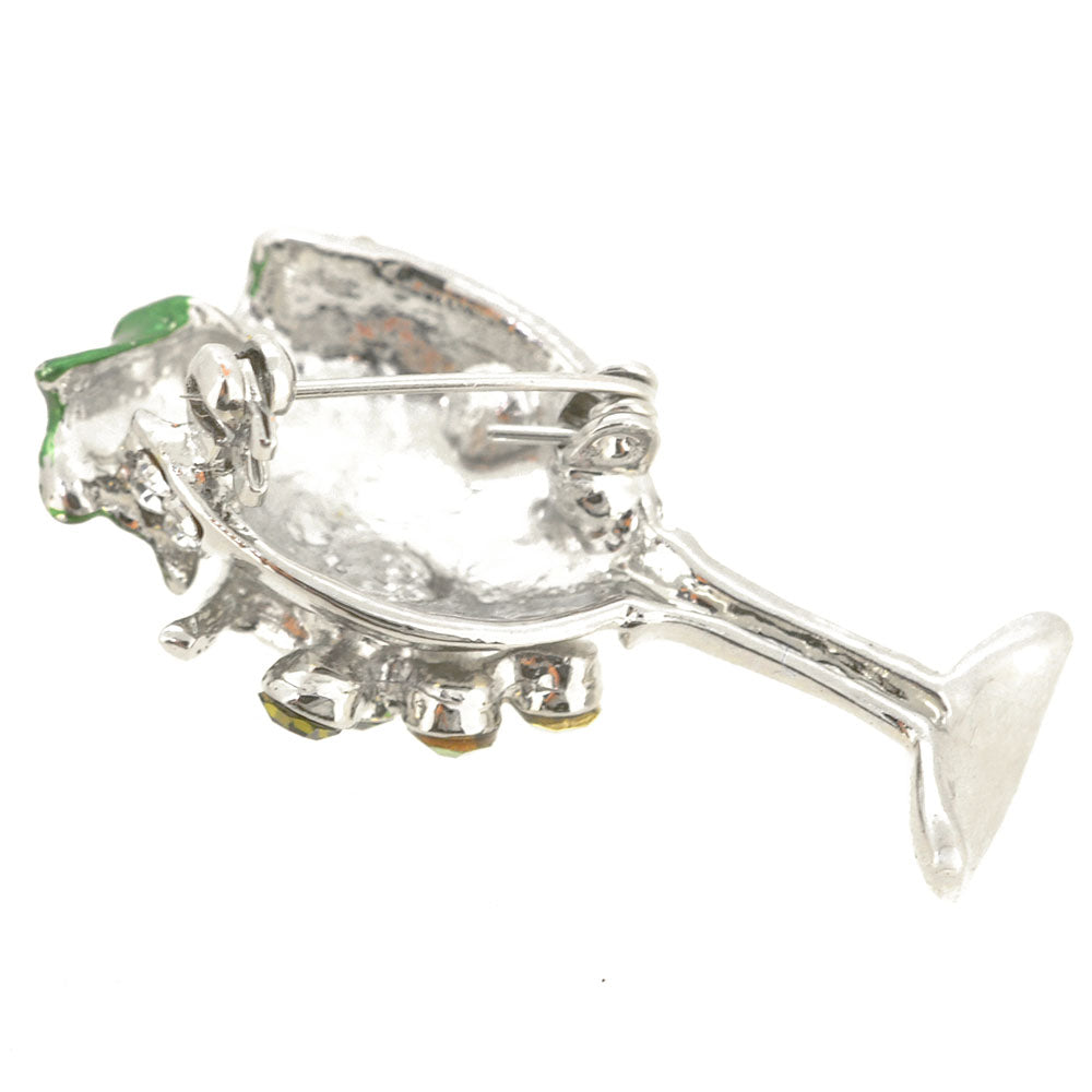 Green Grapes Wine Glass Brooch