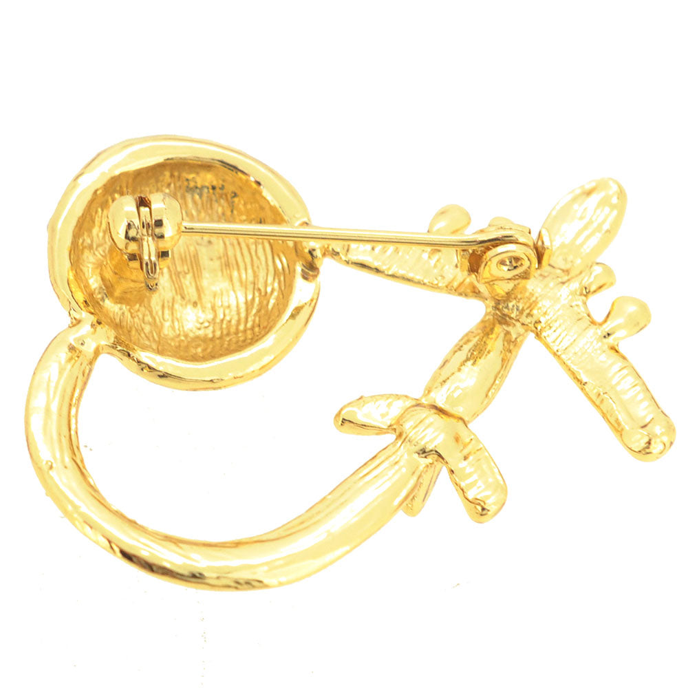 Golden Airplane Around The Globe Pin Brooch