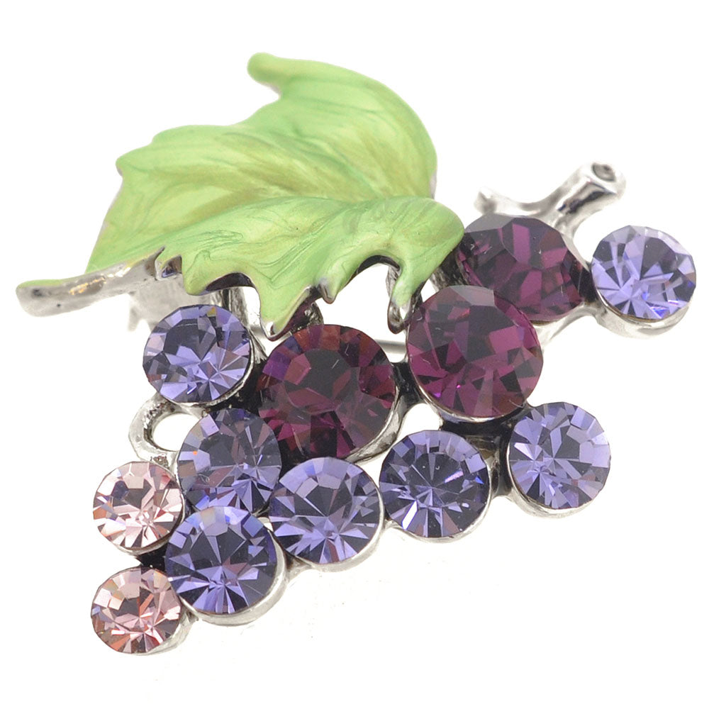 Multi Purple Bunch Of Grapes Swarovski Crystal Pin Brooch