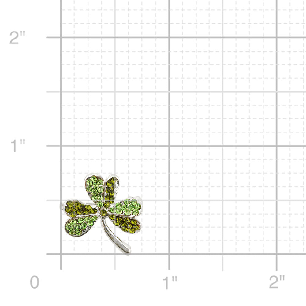 Multi Green Lucky 3 Leaf Clover Flower Crystal Pin Brooch