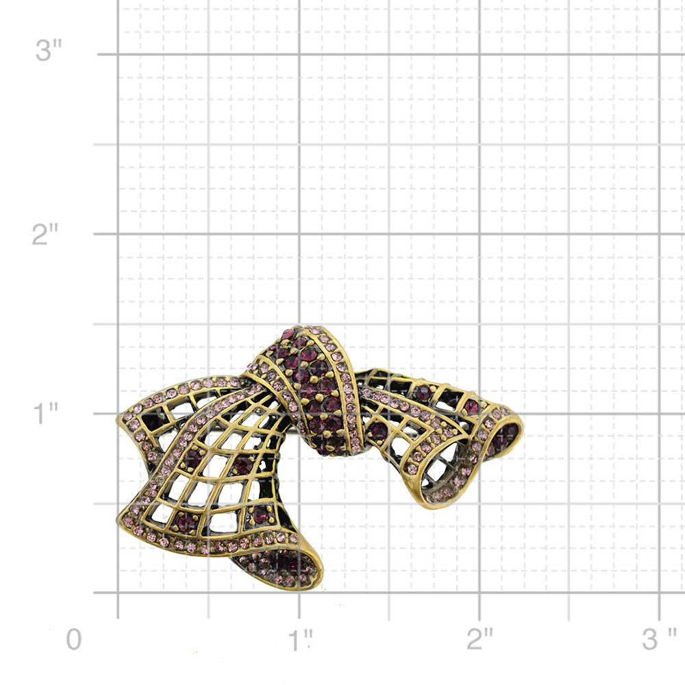 Vintage Style Crystal Bow Pin Brooch