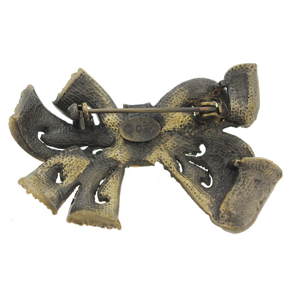 Vintagestyle Crystal Bow Pin Brooch