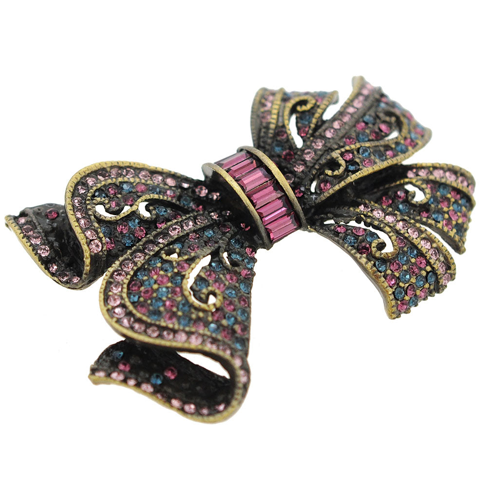 Vintagestyle Crystal Bow Pin Brooch