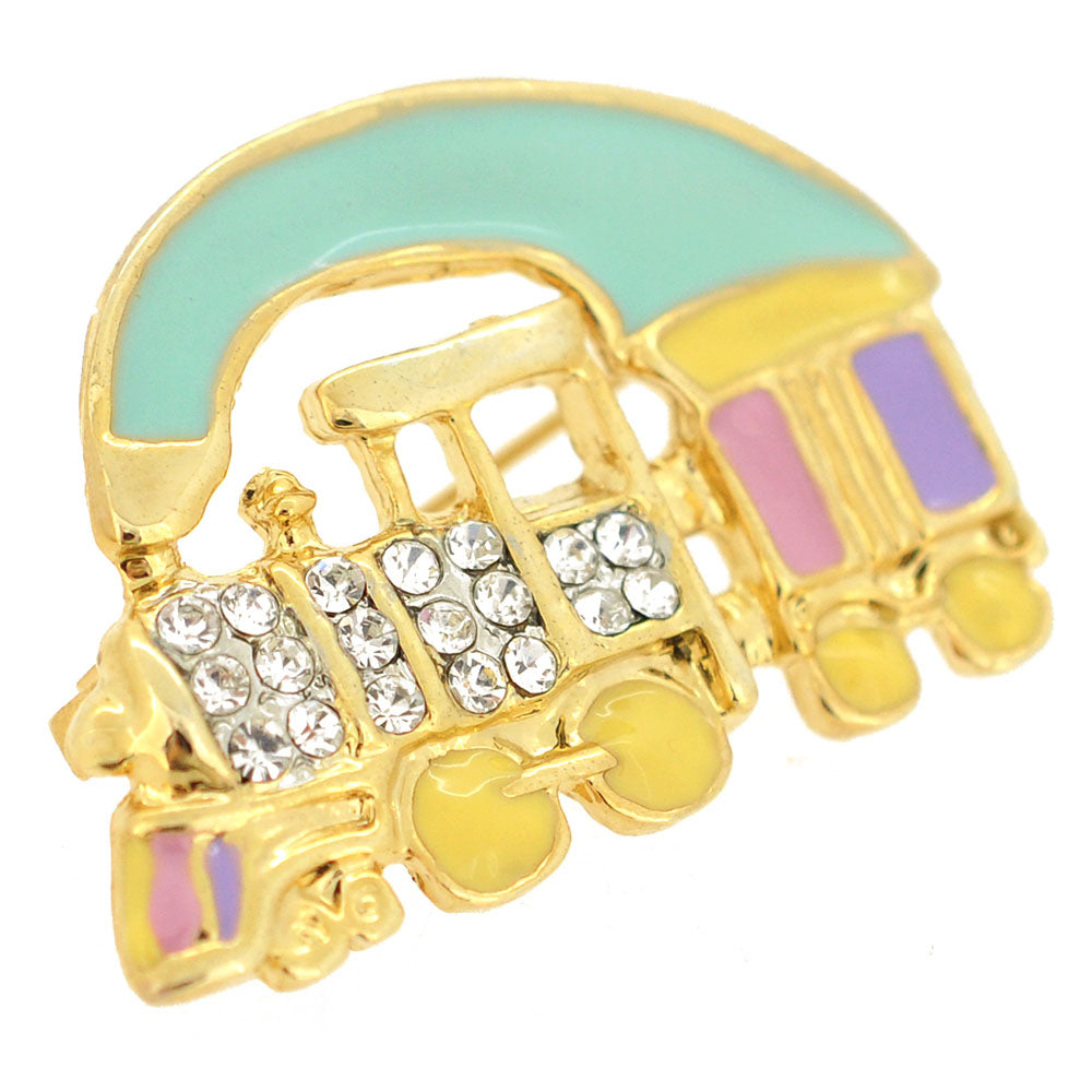 Pastel Rainbow Train Pin Brooch