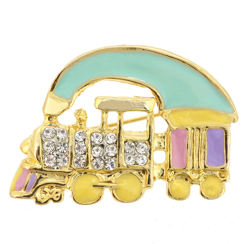 Pastel Rainbow Train Pin Brooch