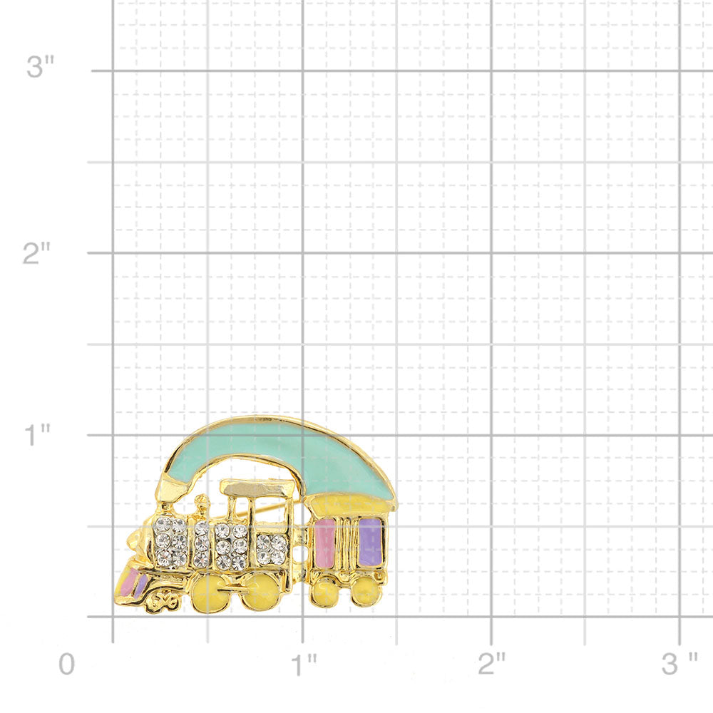 Pastel Rainbow Train Pin Brooch