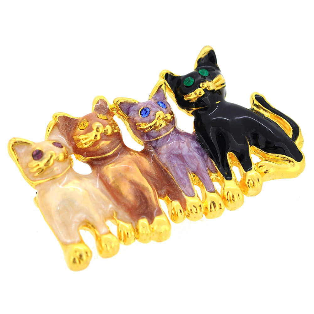 Four Cats Pin Brooch
