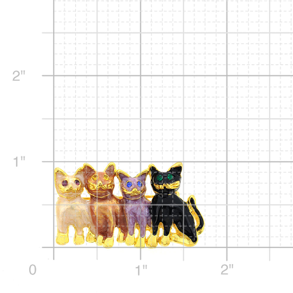 Four Cats Pin Brooch