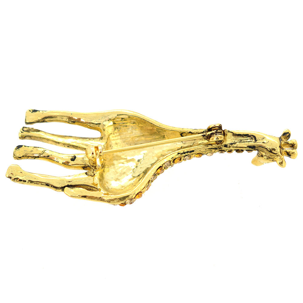 Topaz Crystal Giraffe Brooch Pin