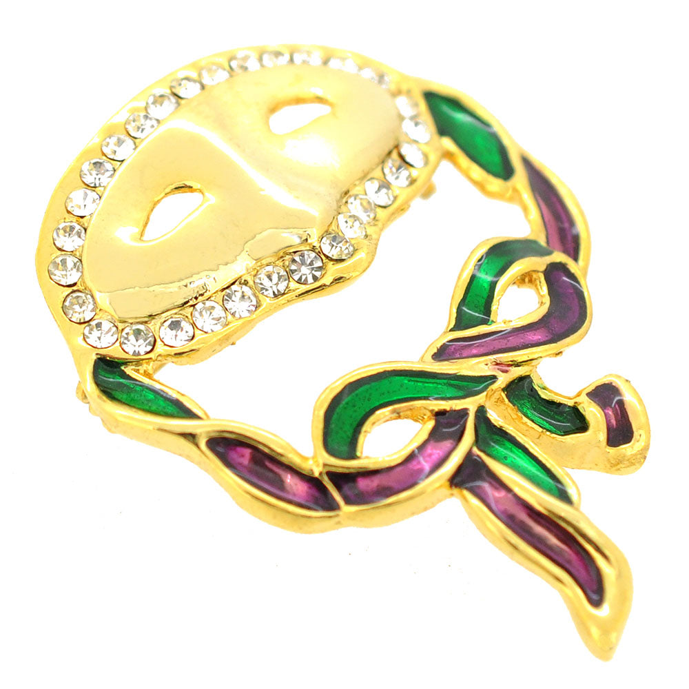 Masquerade Mask Crystal Brooch Pin