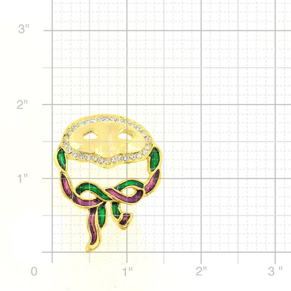 Masquerade Mask Crystal Brooch Pin