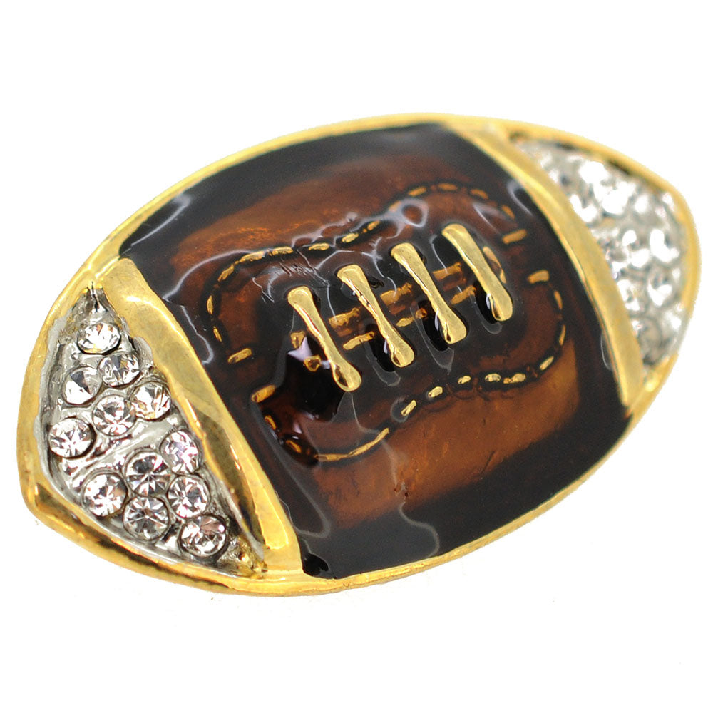 Brown Football Crystal Brooch Pin