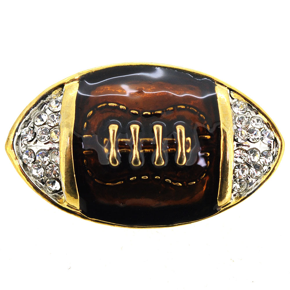 Brown Football Crystal Brooch Pin