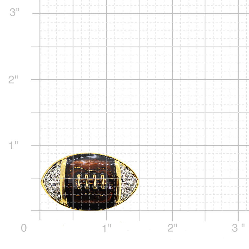 Brown Football Crystal Brooch Pin