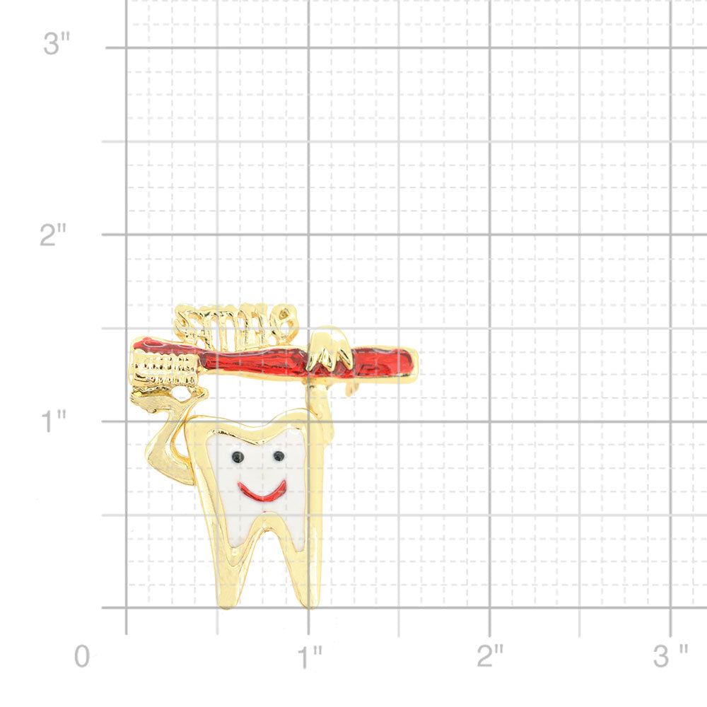 Special Tooth And Toothbrush Brooch