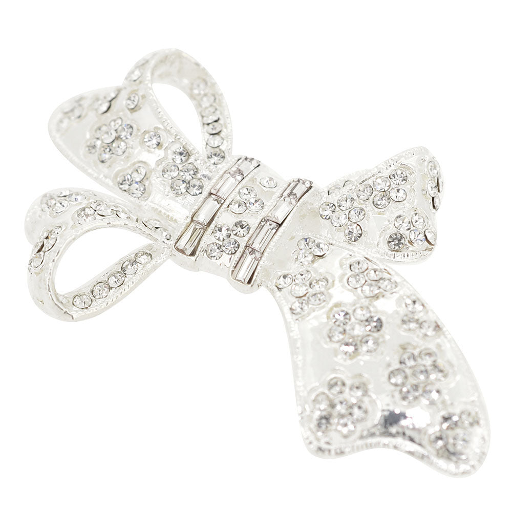 Crystal Bow Brooch Pin