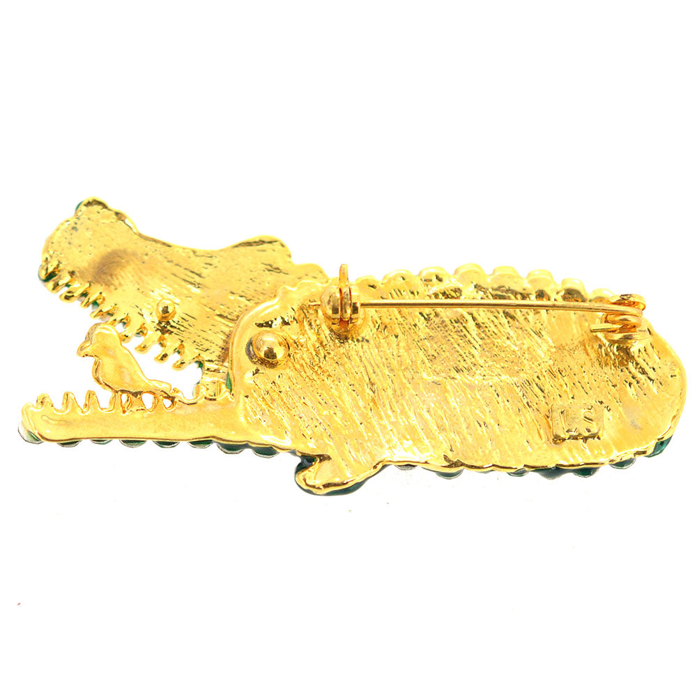 Green Crocodile Pin Brooch