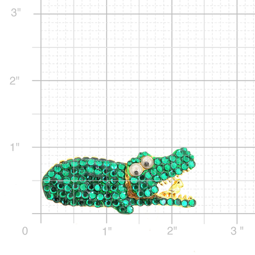 Green Crocodile Pin Brooch