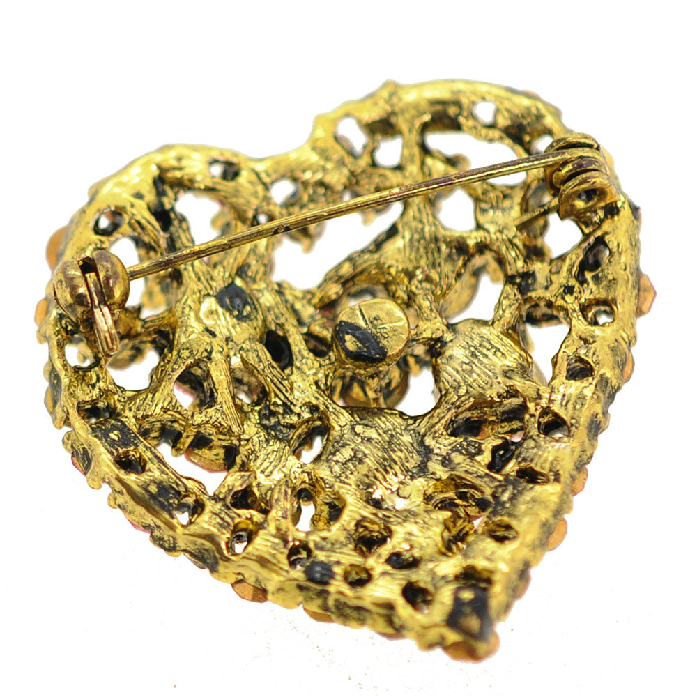 Crystal Heart Pin Brooch