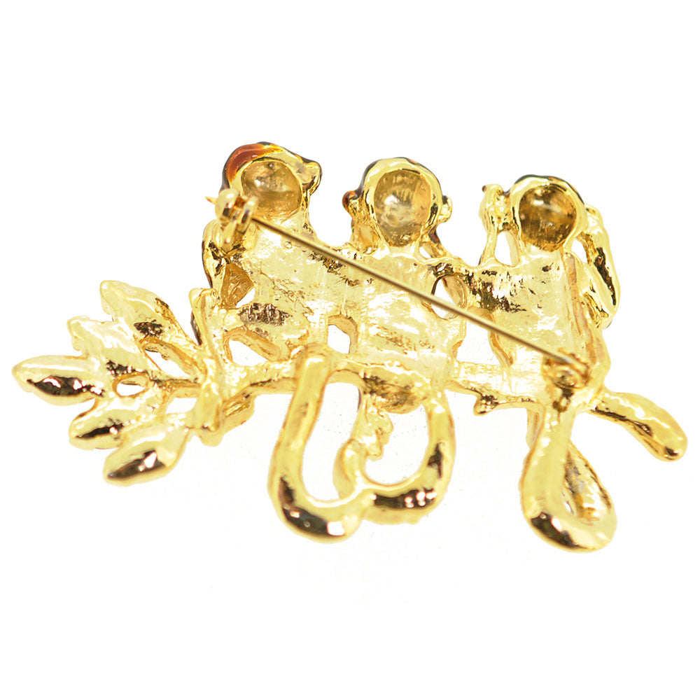 Three Wise Monkeys Pin Brooch