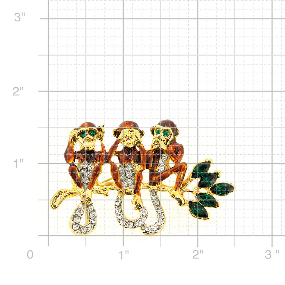 Three Wise Monkeys Pin Brooch