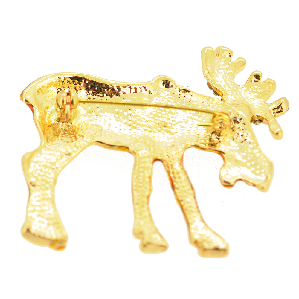 Golden Reindeer Christmas Pin Brooch