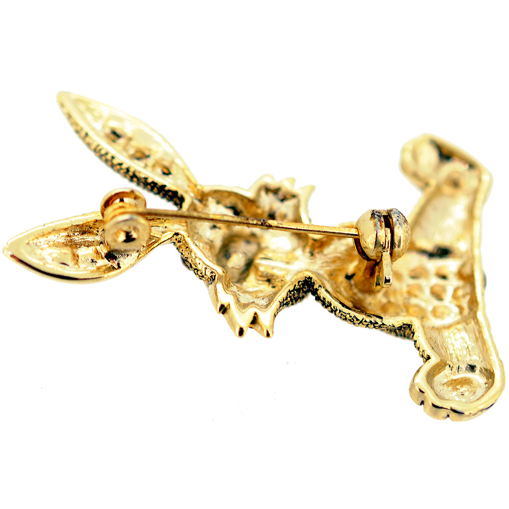 Golden Easter Bunny Crystal Brooch Pin