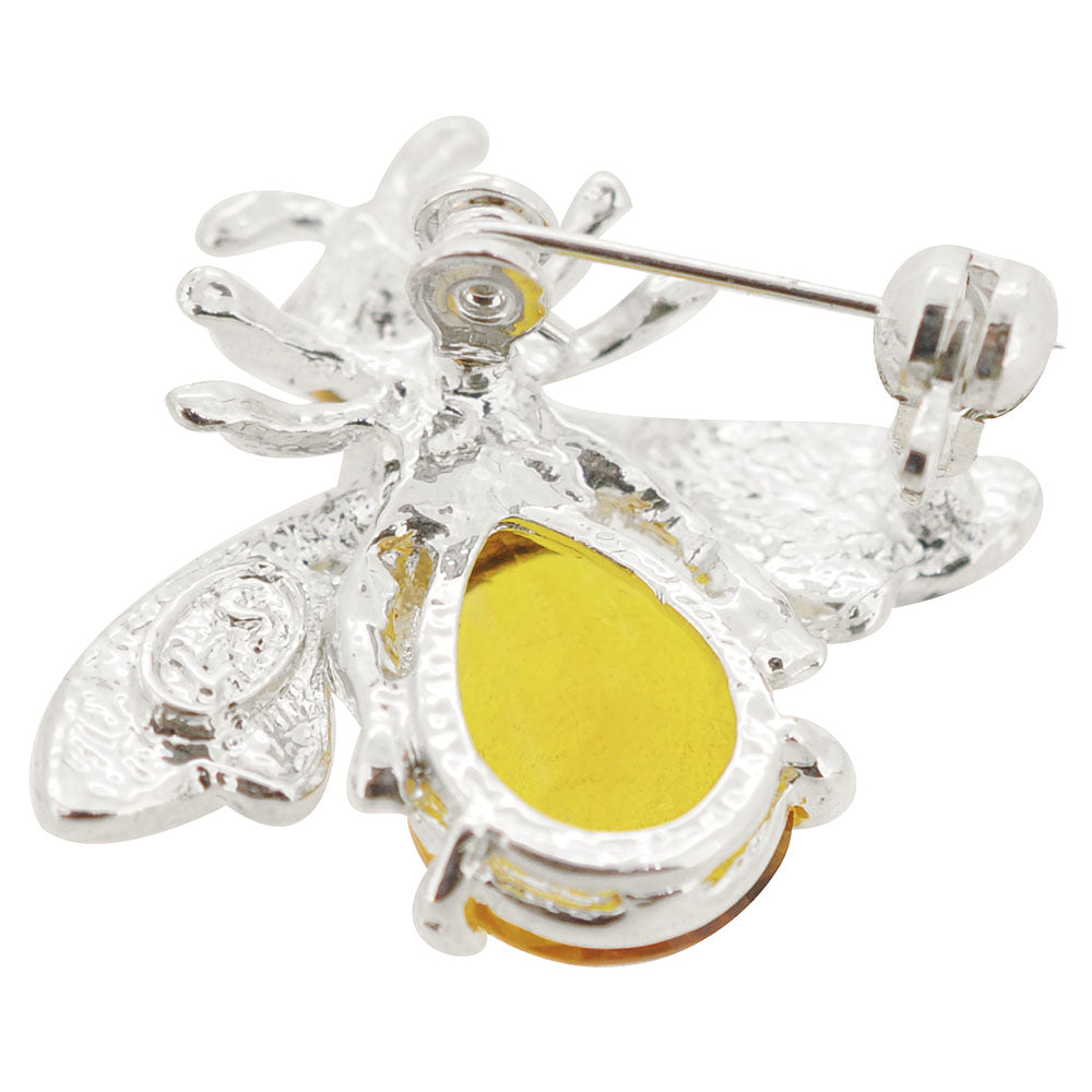 Yellow Crystal Bee Brooch