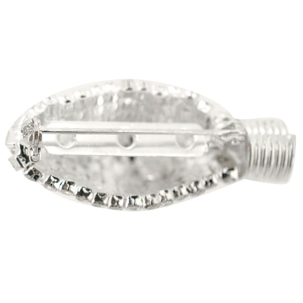 Silver Christmas Light Bulb Crystal Brooch Pin