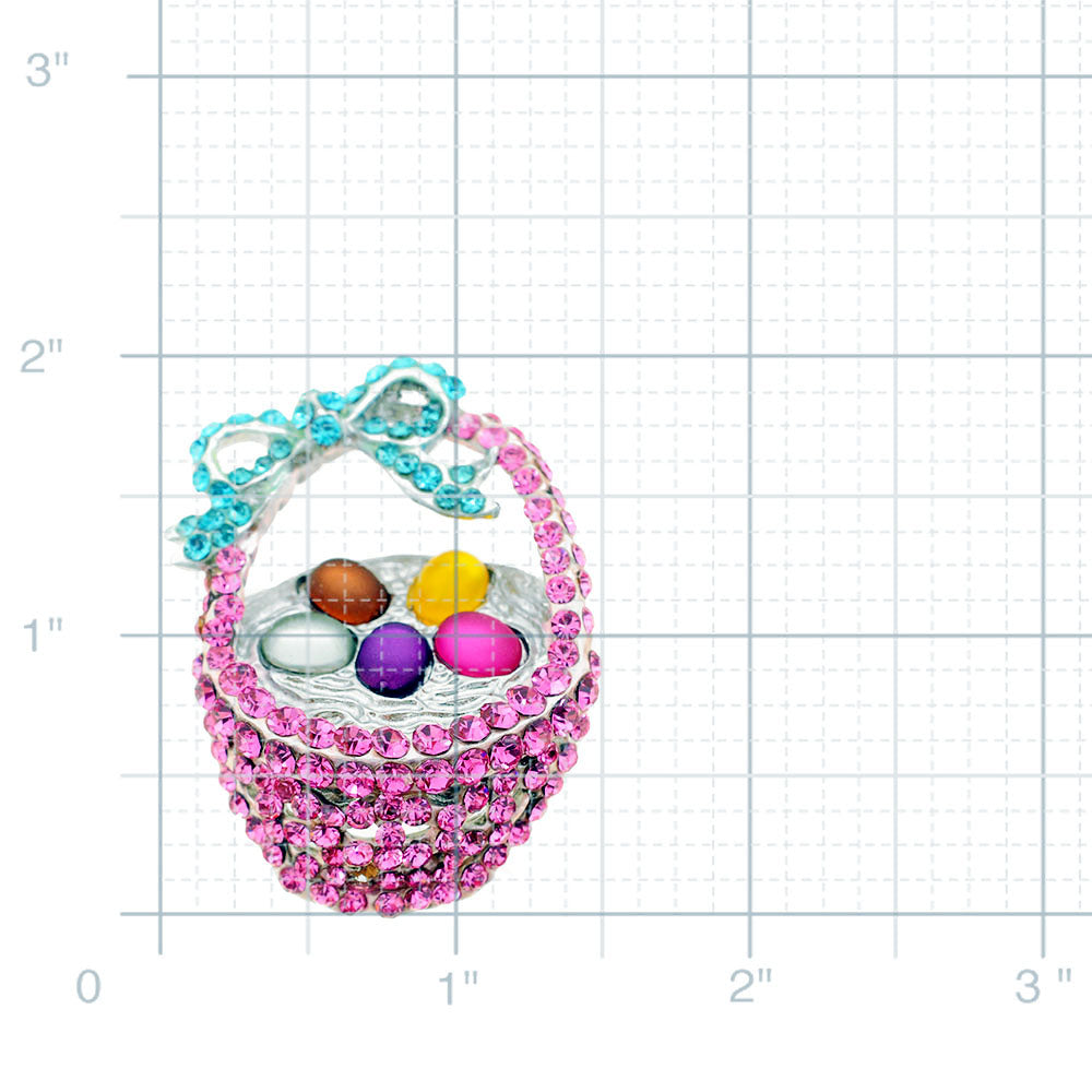 Pink Easter Basket Crystal Brooch Pin