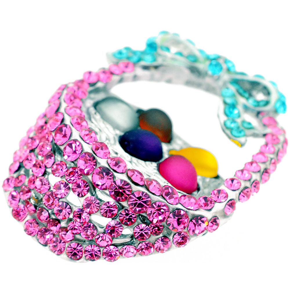 Pink Easter Basket Crystal Brooch Pin