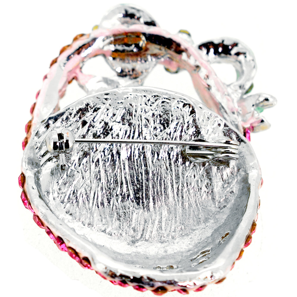 Pink Easter Basket Crystal Brooch Pin
