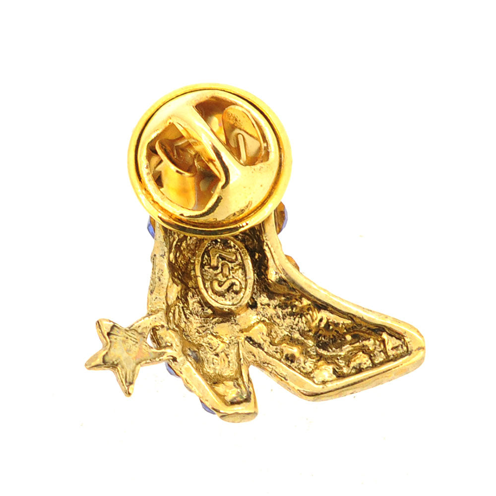 Golden Cowboy Boot With Star Tack Lapel Pin