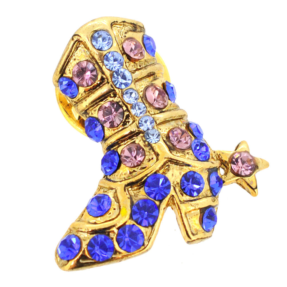 Golden Cowboy Boot With Star Tack Lapel Pin