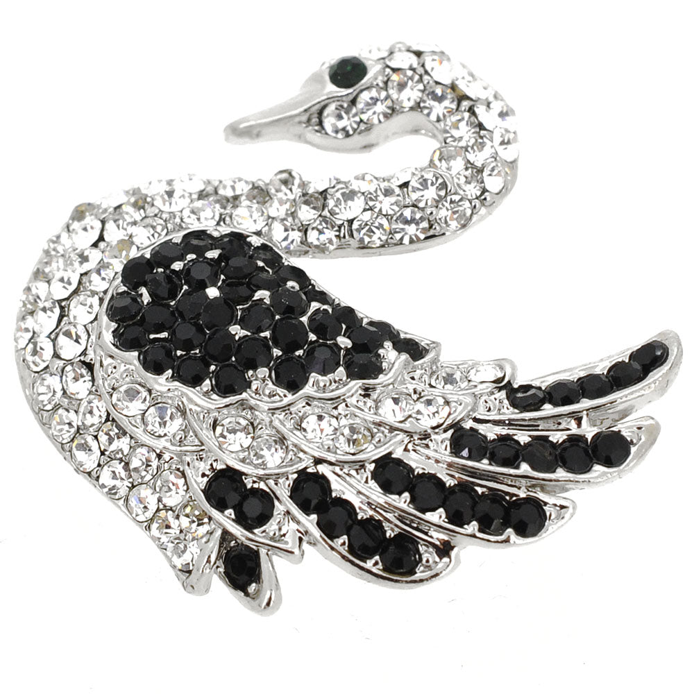 Black White Swan Brooch