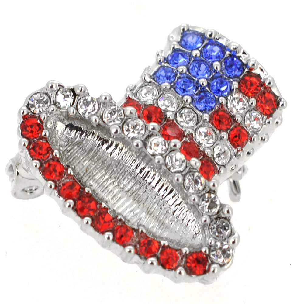 American Flag Top Hat Patriotic Pin Brooch