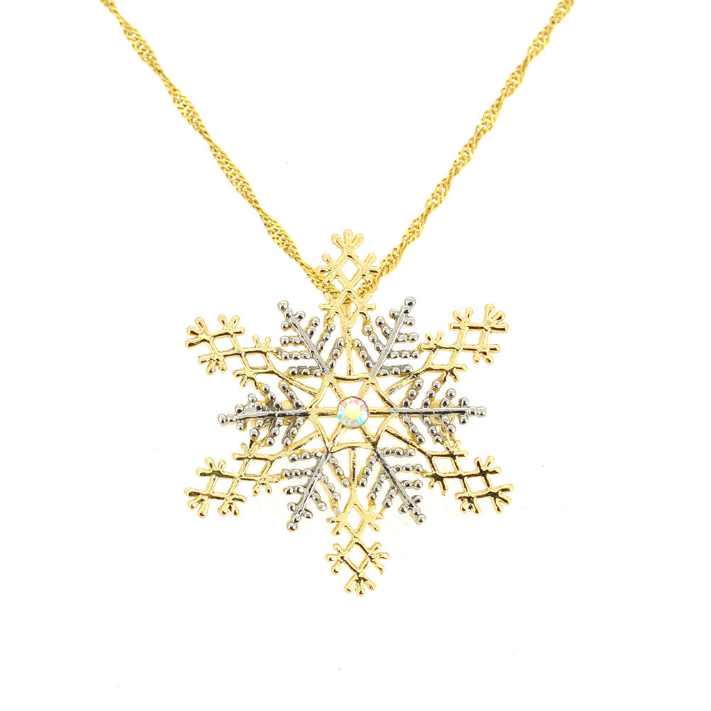 Two-toned Christmas Snowflake Pin Brooch And Pendant