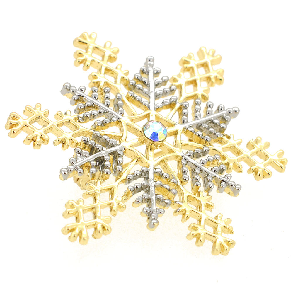 Two-toned Christmas Snowflake Pin Brooch And Pendant