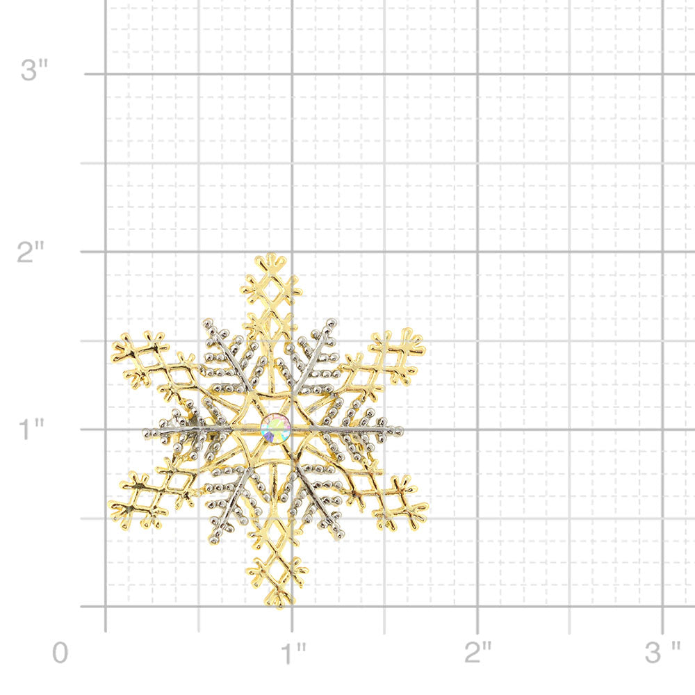Two-toned Christmas Snowflake Pin Brooch And Pendant