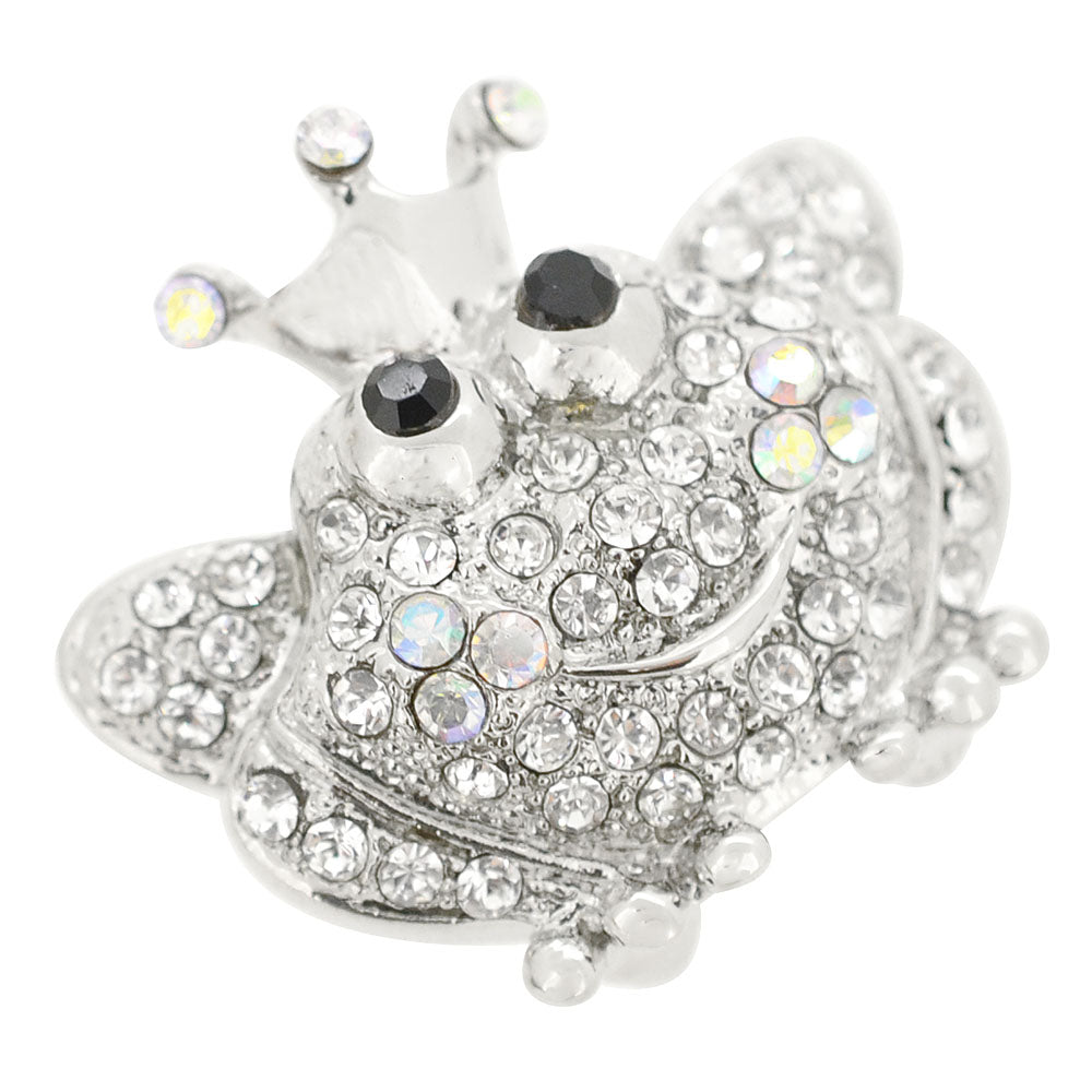 Crystal Frog Prince Pin Brooch