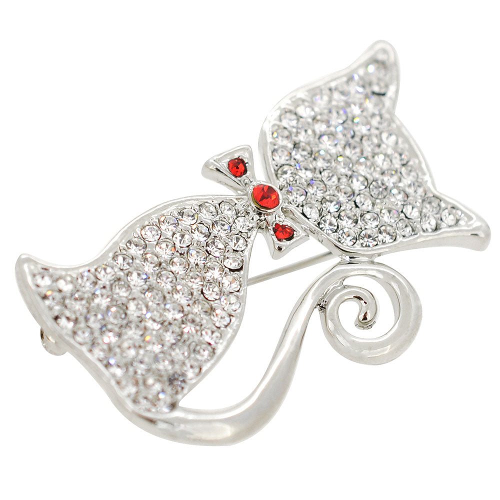 Crystal Cat Pin Brooch