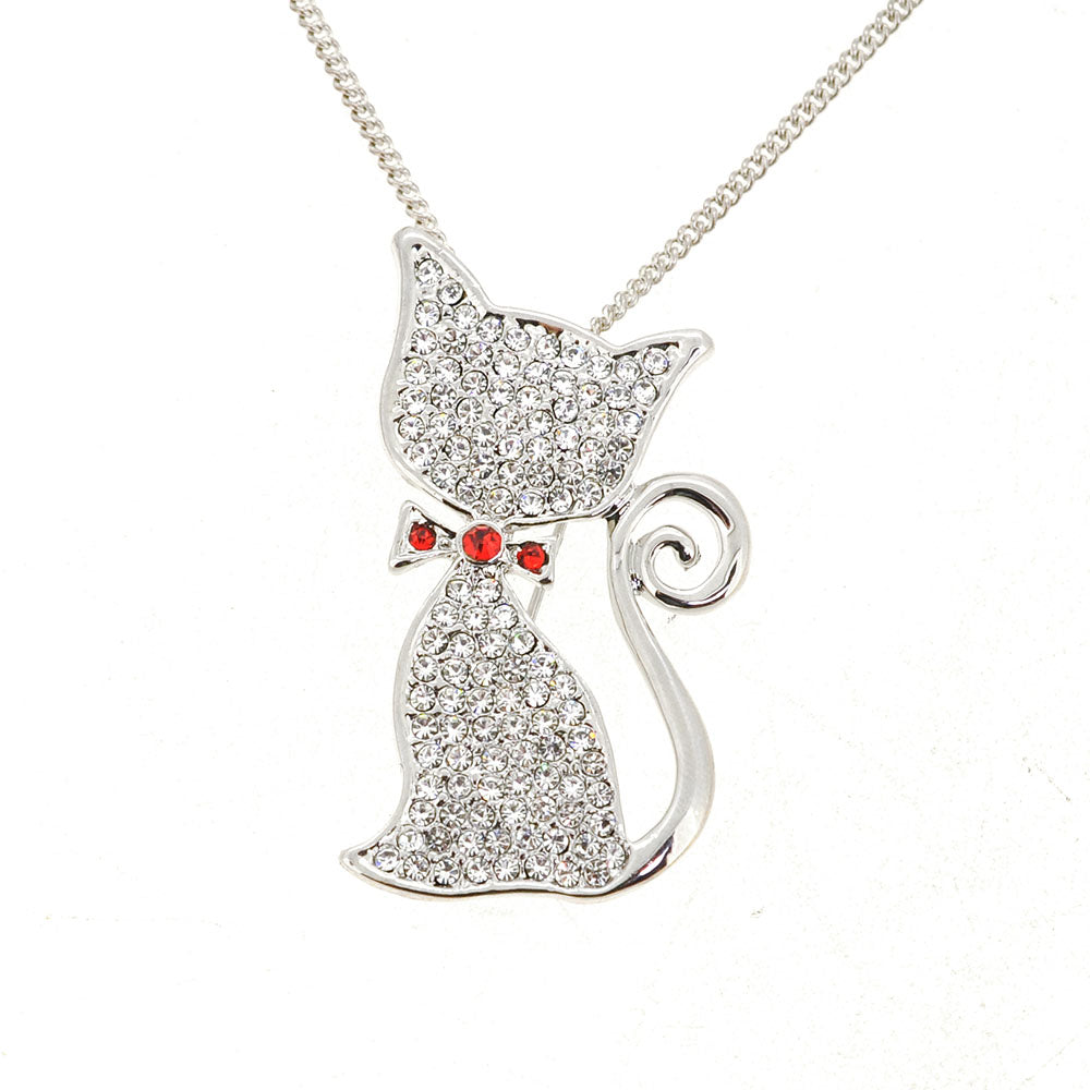 Crystal Cat Pin Brooch