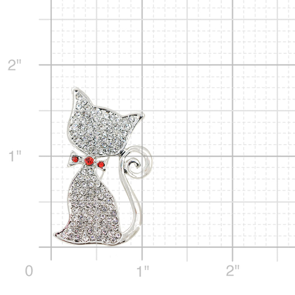 Crystal Cat Pin Brooch