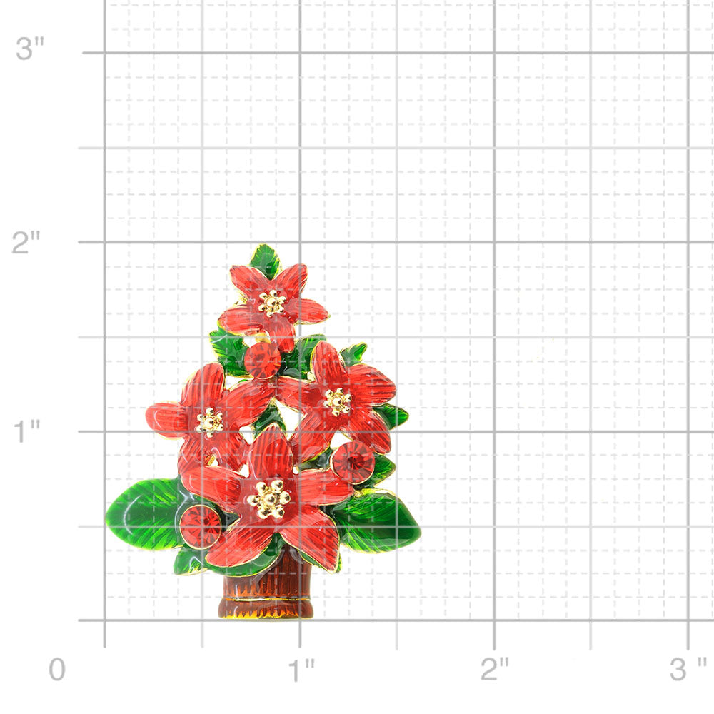 Ruby Poinsettia Christmas Pin Brooch