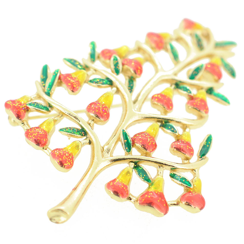 Multi-Color Pear Tree Pin Brooch