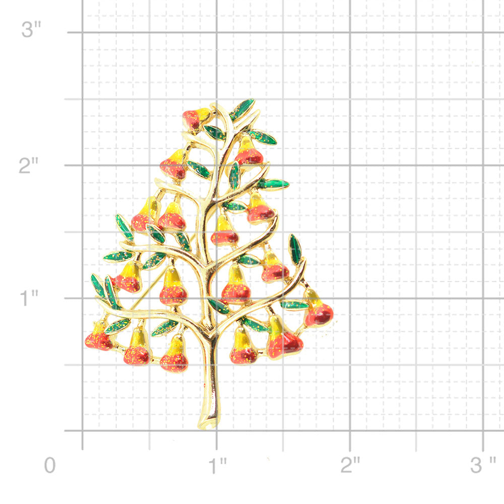 Multi-Color Pear Tree Pin Brooch