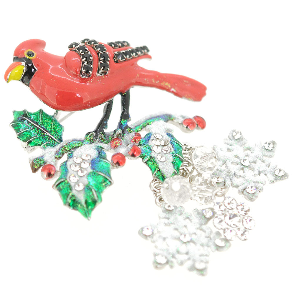 Cardinal Bird Christmas Ornament Pin Brooch